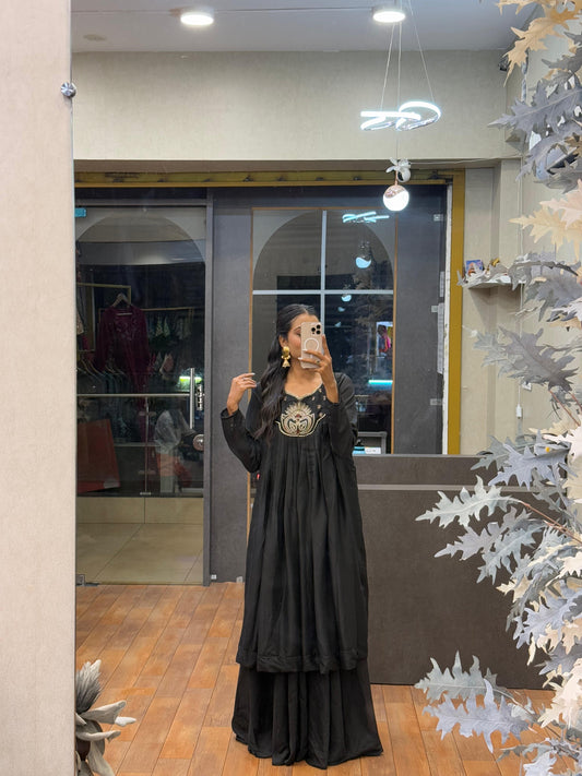 Black color Hand work Ethnic Wear Anarkali Palazzo Set