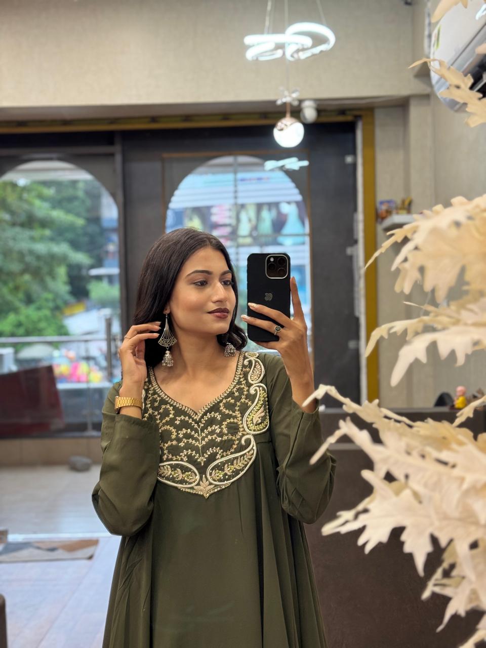 Green color Hand work Ethnic Wear Anarkali Plazzo Set
