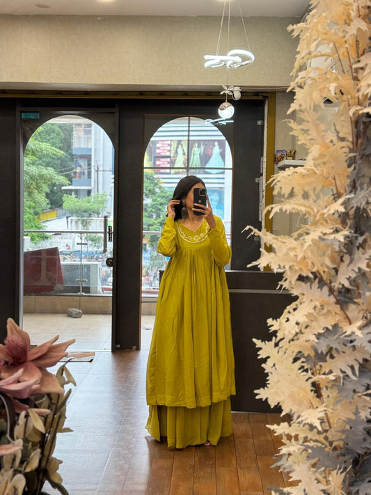 Pista Green Anarkali Palazzo Set Festive Ethnic Wear with Custom Design