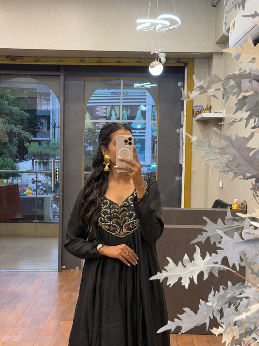 Elegant black color Hand work Ethnic Wear Anarkali Palazzo Set