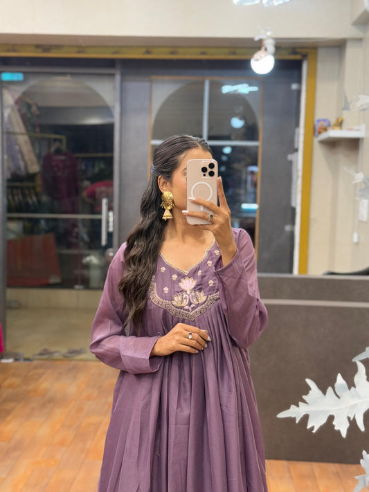 Lavender color Hand work Ethnic Wear Anarkali Palazzo Set